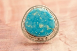 Genuine Kingman Water Web Turquoise Nugget  Sterling Silver Ring